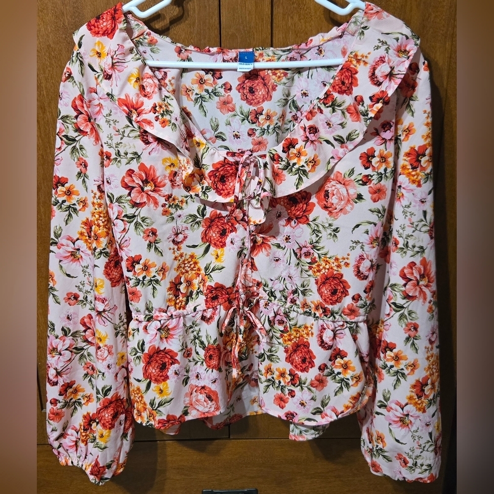 Old Navy Floral Ruffle Blouse